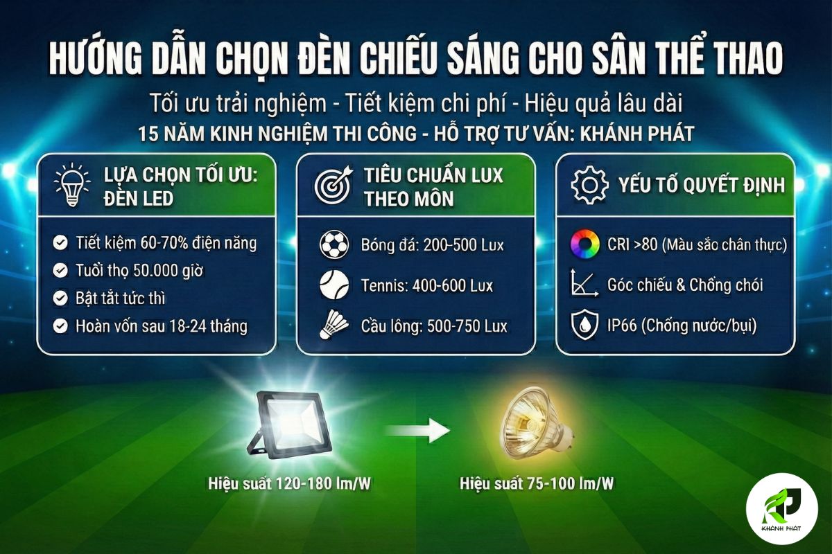 Hướng Dẫn Chọn Đèn Chiếu Sáng Cho Sân Thể Thao