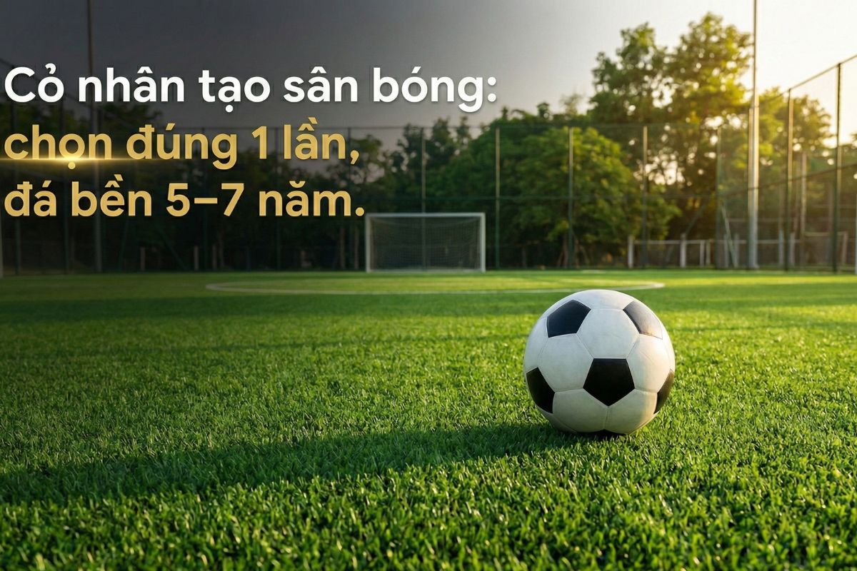 Cỏ nhân tạo sân bóng: chọn đúng 1 lần, đá bền 5–7 năm
