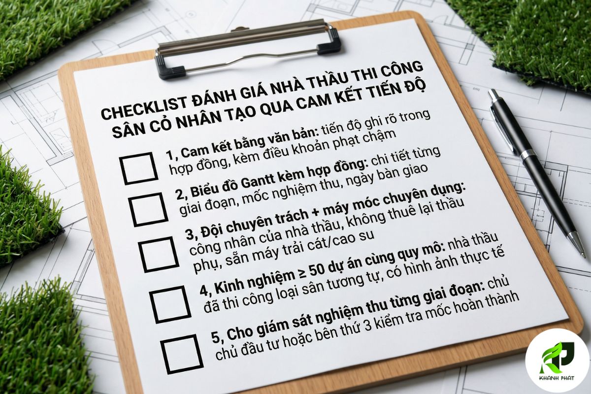 checklist nha thau thi cong san co nhan tao qua cam ket tien do khanh phat