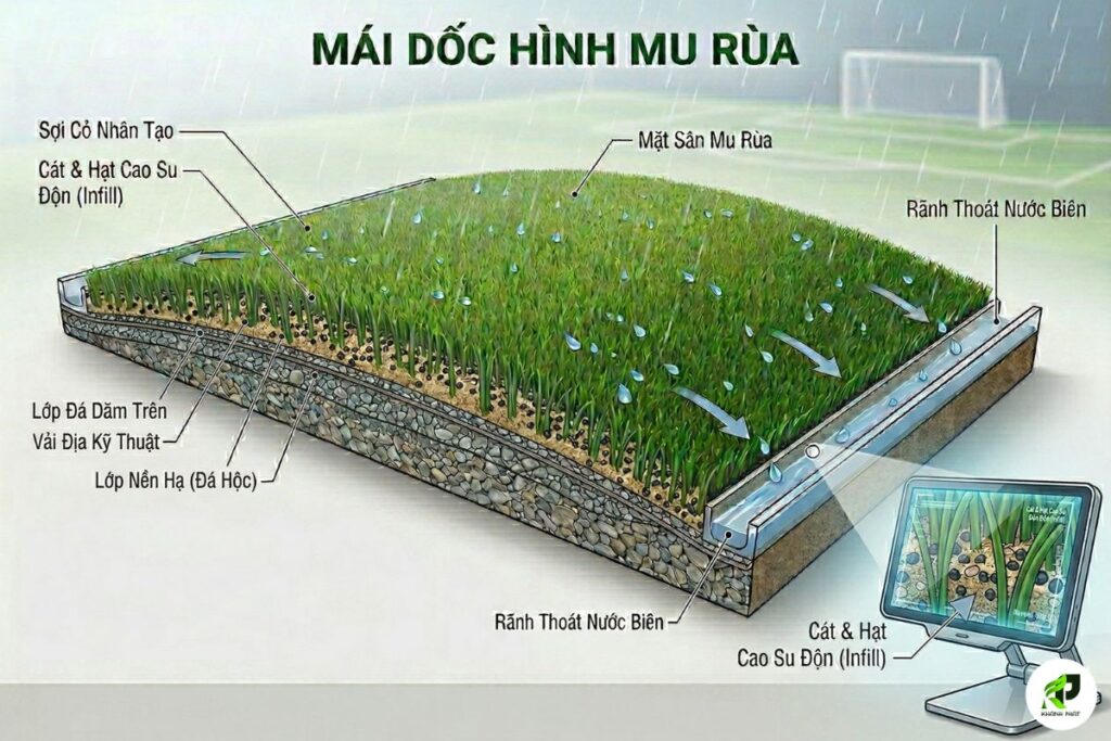 Hệ Thống Thoát Nước Sân Cỏ Nhân Tạo: 2 Phương Pháp Phổ Biến Theo Địa Hình