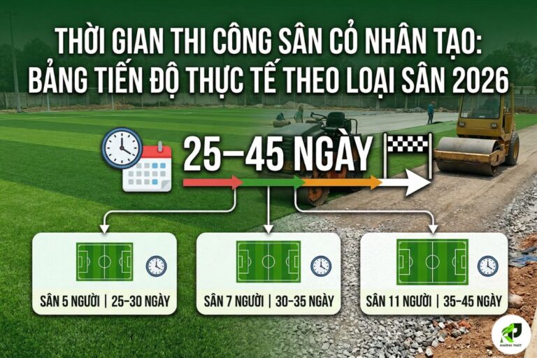 Thời Gian Thi Công Sân Cỏ Nhân Tạo: Bảng Tiến Độ Thực Tế Theo Loại Sân 2026